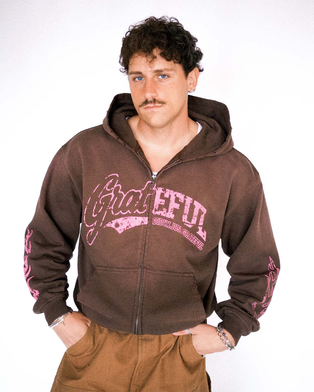 Grateful Zip Hoodie - Brown