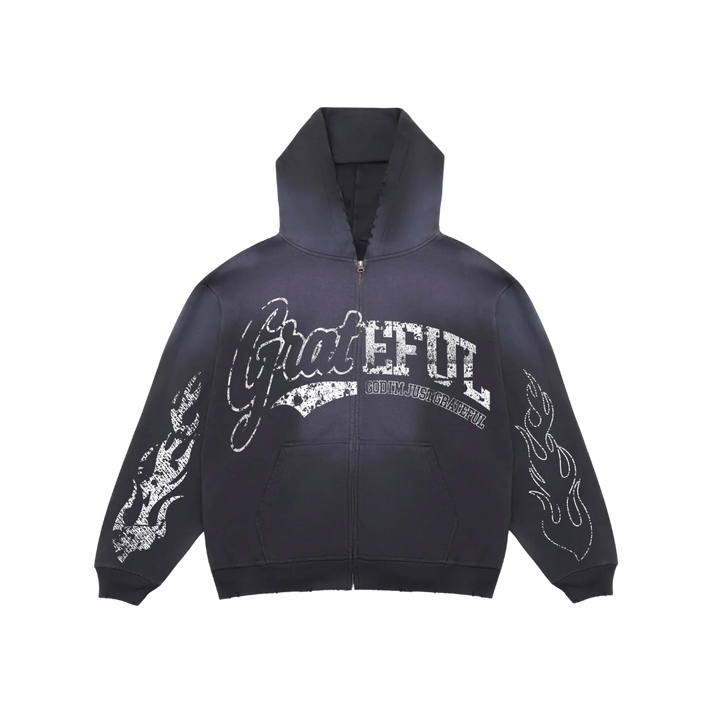 Grateful Zip Hoodie - Black