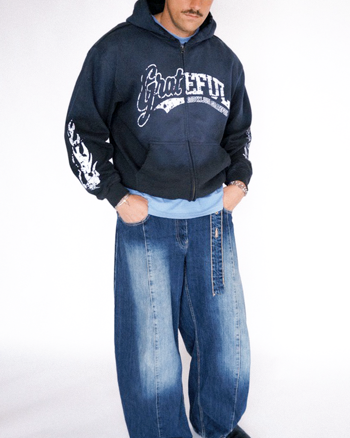 Grateful Zip Hoodie - Black