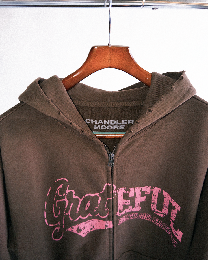 Grateful Zip Hoodie - Brown