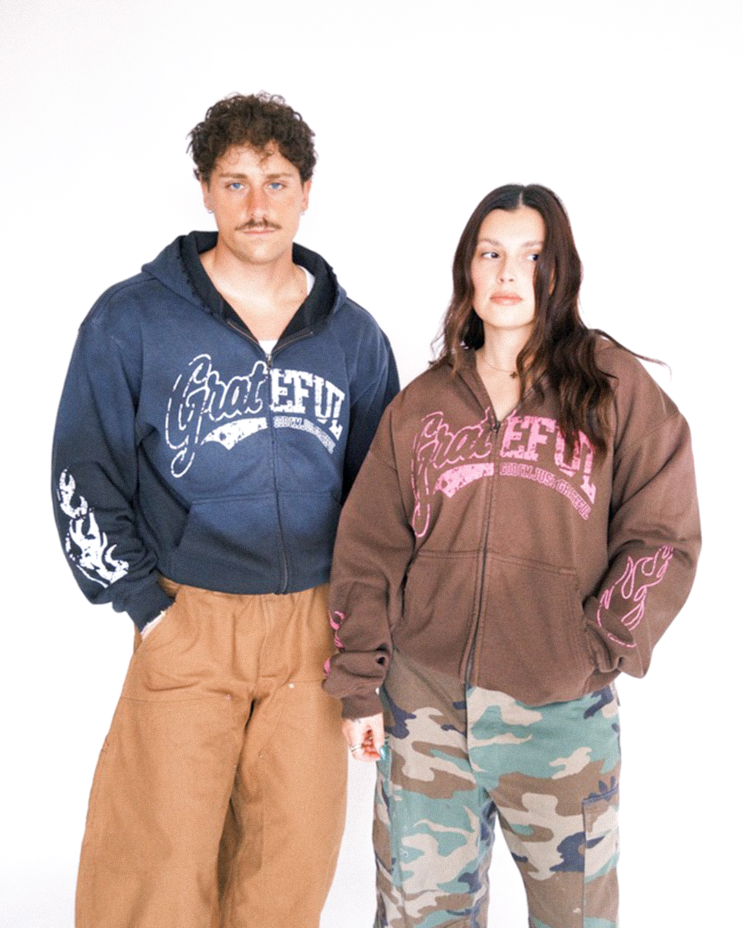 Grateful Zip Hoodie - Brown